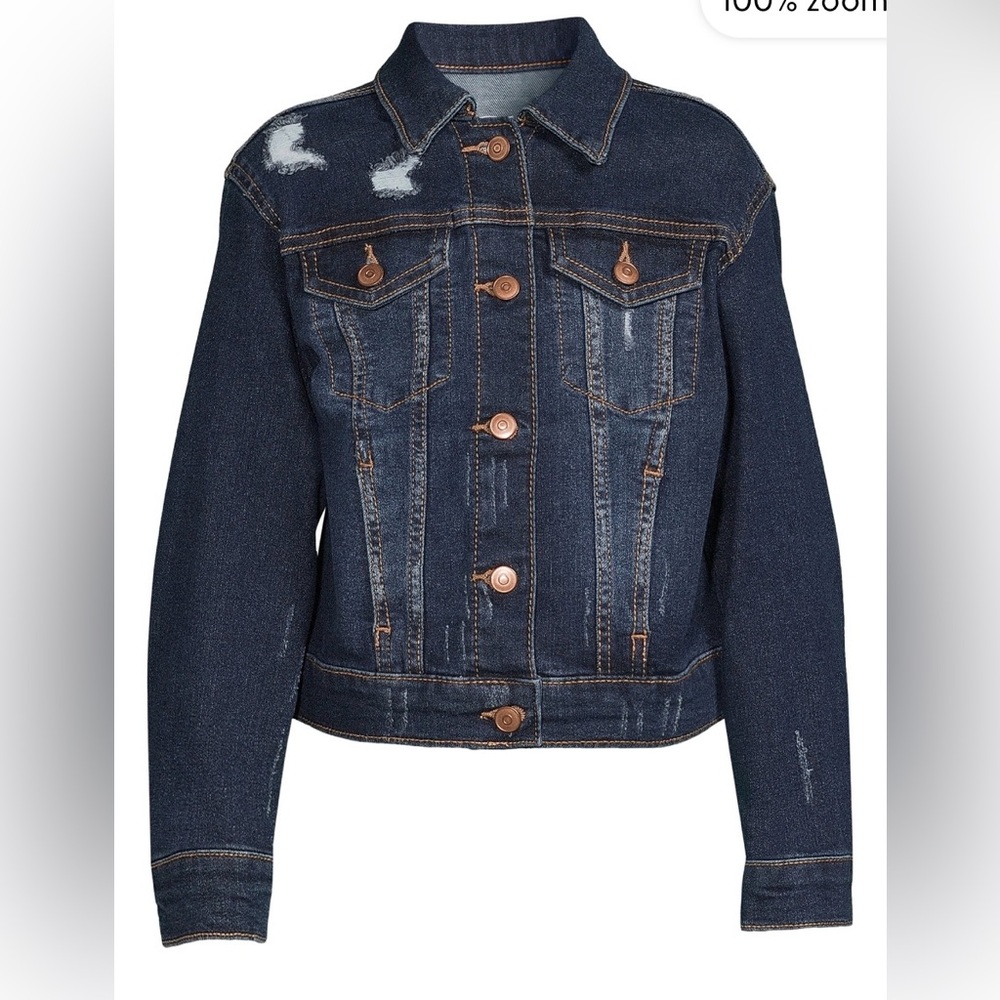 Wonder Nation Girls Destructed Denim Jacket, Sizes M (7-8)